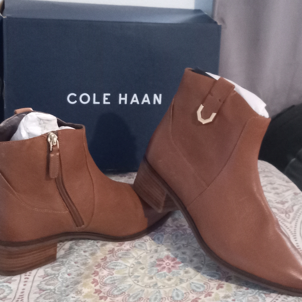 Brand new Cole Haan Brown Boots with Comfortable Low Heel